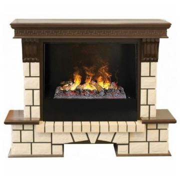 Электрокамин RealFlame Stone New с очагом 3D Cassette 630 камень белый/темный дуб 