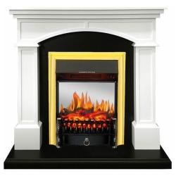 Электрокамин Royal Flame Langford (белый с черным) с очагом Fobos FX M Brass