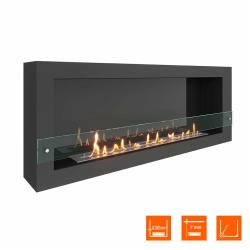 Биокамин SteelHeat WALL ONE 1400 черный (Стекло + Стемалит)