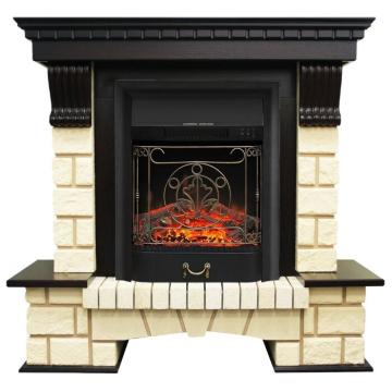 Камин Электрический Royal Flame Pierre Luxe Шампань + Majestic Black темный дуб 